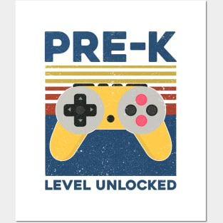 Kids Pre-K Level Unlocked Back To School Video Gamer Posters and Art